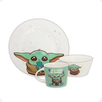 Conjunto Breakfast Baby Yoda em Cerâmica com Caneca, Bowl e Prato