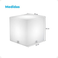 Cubo Branco LED RGB sem Fio – 42 x 42 cm