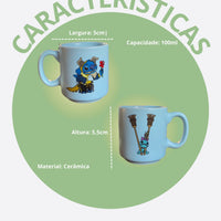 Caneca Mini Tina Cerâmica 100ml Stitch Fera