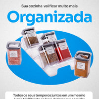 Porta-Condimentos em Acrílico Cristal com Suporte Preto – 7 Peças