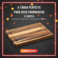 Tábua de Churrasco Retangular em Madeira – Tamanho M (40 x 24,5 cm)