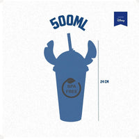 Copo Plástico Stitch com Tampa e Canudo – 500 ml (Sortido)