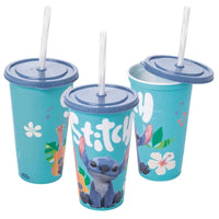 Copo Stitch Infantil com Tampa e Canudo Plasutil – 500 ml