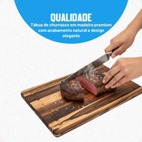 Tábua de Churrasco Retangular em Madeira – Tamanho M (40 x 24,5 cm)