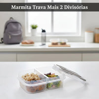 Marmita Hermética Trava com 2 Divisórias – 500 ml