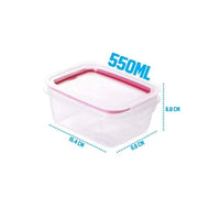 Pote Plástico Hermético com Trava – 550 ml Rosa