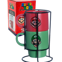Conjunto com 2 Canecas Empilháveis Super Mario com Suporte – 150 ml