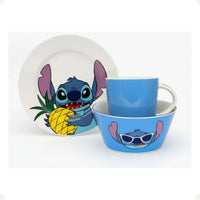 Conjunto Breakfast Stitch em Cerâmica com Caneca, Bowl e Prato