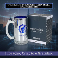Caneca de Chopp Eletrostática Profissões Engenharia – 450 ml