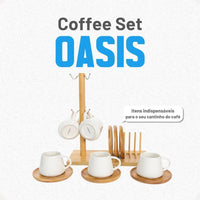 Conjunto de Xícaras Oasis em Cerâmica 90 ml – 13 Peças com Suporte