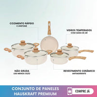 Conjunto de Panelas Cairo Hauskraft 5 Peças em Cerâmica Antiaderente
