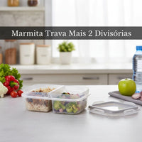 Marmita Hermética Trava com 2 Divisórias – 500 ml