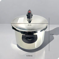Panela de Pressão Brinox 6 L em Aço Inoxidável para Indução com 4 Travas de Segurança