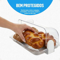 Porta-Pão Cristal com Tampa Basculante