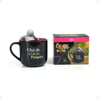 Caneca com Infusor de Chá Amor Próprio – 350 ml