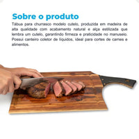 Tábua Cutelo para Churrasco com Cabo – 44 x 24 cm