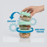Kit Porta Condimentos Gire Trave 155ml 3 Perças Verde Agua