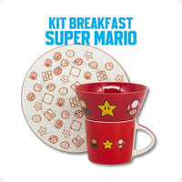 Conjunto Breakfast Super Mario em Cerâmica com Caneca, Bowl e Prato