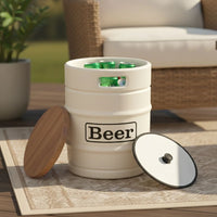Barril Cooler Banco Branco com Tampa Marrom