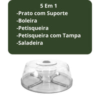 Boleira 5 em 1 em Acrílico com Tampa e Pé – Prato Redondo