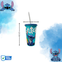 Copo Stitch Infantil com Tampa e Canudo Plasutil – 500 ml