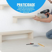 Conjunto de Prateleiras em Madeira Pinus – 3 Peças
