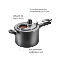 Panela de Pressão MTA 4,5 L Antiaderente em Alumínio – Grafite