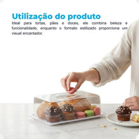 Porta-Bolos Retangular Ibiza para Pães e Doces