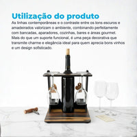 Adega de Vinho em MDF com Suporte para Garrafa e 2 Taças