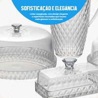 Kit Glamour Jarra 2L + Queijeira + Mantegueira + Boleira Baixa