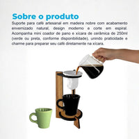 Mini Coador Artesanal com Xícara em MDF – 250 ml