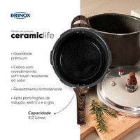 Panela de Pressão Brinox Ceramic Life Pressure Granito para Indução – 4,2 L