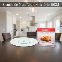 Centro de Mesa Giratório em Vidro – 40 cm