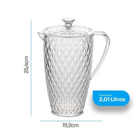 Jarra Glamour em Acrílico Cristal com Tampa – 2 L