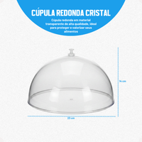 Kit Cúpula Redonda Média 23cm Cristal + Conjunto Porta Copos Cristal com 7 Peças