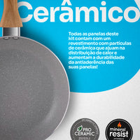 Conjunto de Panelas Easy Gris Ceramic Life 10 Peças Antiaderente – Cinza