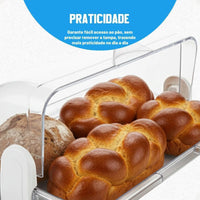 Porta-Pão Cristal com Tampa Basculante