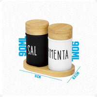 Saleiro e Pimenteiro Doha em Vidro – 3 Peças 90 ml