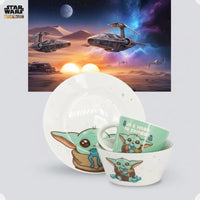 Conjunto Breakfast Baby Yoda em Cerâmica com Caneca, Bowl e Prato