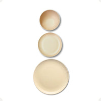 Kit Mesa Posta Fibra de Bambu Bowl 600ml + Prato 20cm + Prato 27cm Bege
