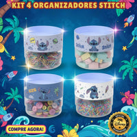 Kit 4 Potes Organizador Plug Empilhável 140ml Sortido Stitch