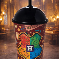 Copo Shake com Tampa e Canudo Harry Potter – 550 ml