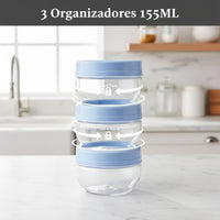 Kit Porta Condimentos Gire Trave 155ml 3 Peças Azul Claro