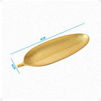 Centro de Mesa Decorativo em Formato de Folha Dourado – 40 x 14 cm