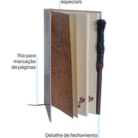 Caderno de Anotações Mapa do Maroto Harry Potter com Caneta Varinha – 21 x 14 cm