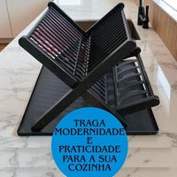 Escorredor de Louças Dobrável Slim para 14 Pratos – Preto
