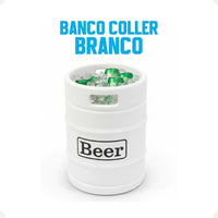 Barril Cooler Banco Branco com Tampa Marrom