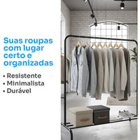 Arara Cabideiro para Roupas em Aço com Sapateira Reforçada