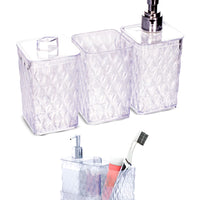Kit Banho Glamour em Acrílico Cristal – 4 Peças