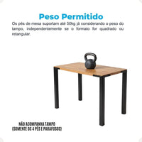 Pé de Mesa Industrial em Aço Reforçado com Base em Cantoneira – 70 cm